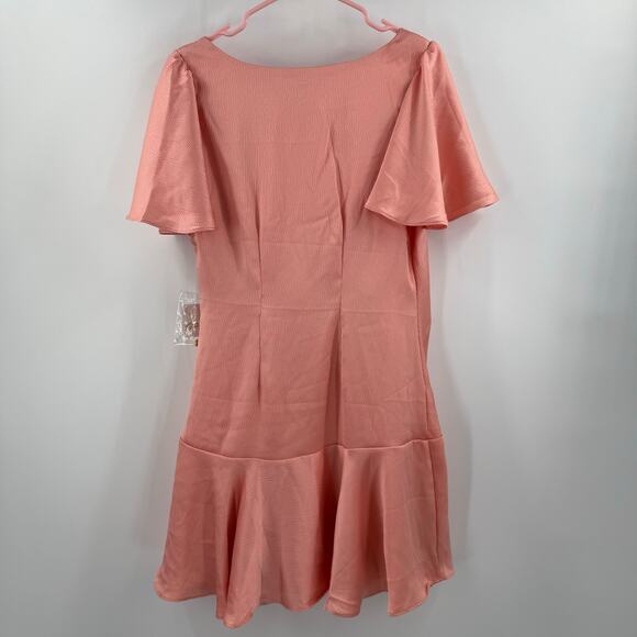 Free People Scarlett Dress Size Medium Mini Pink Peach Summer Button V-Neck NWT - Picture 5 of 16